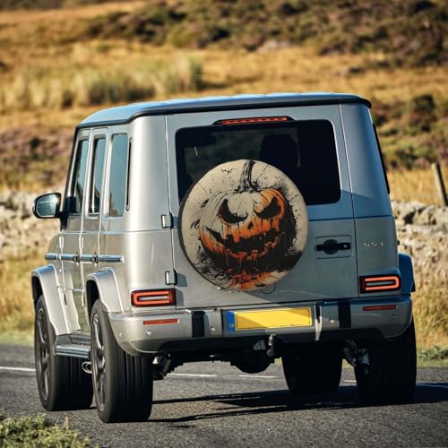 Image of Scary Pumpkin Spare Tire Cover Weatherproof Universal Halloween Decorations Wheel Protectors Wheel Covers for Rv Camper Travel Trailer SUV Truck 14 Inch
