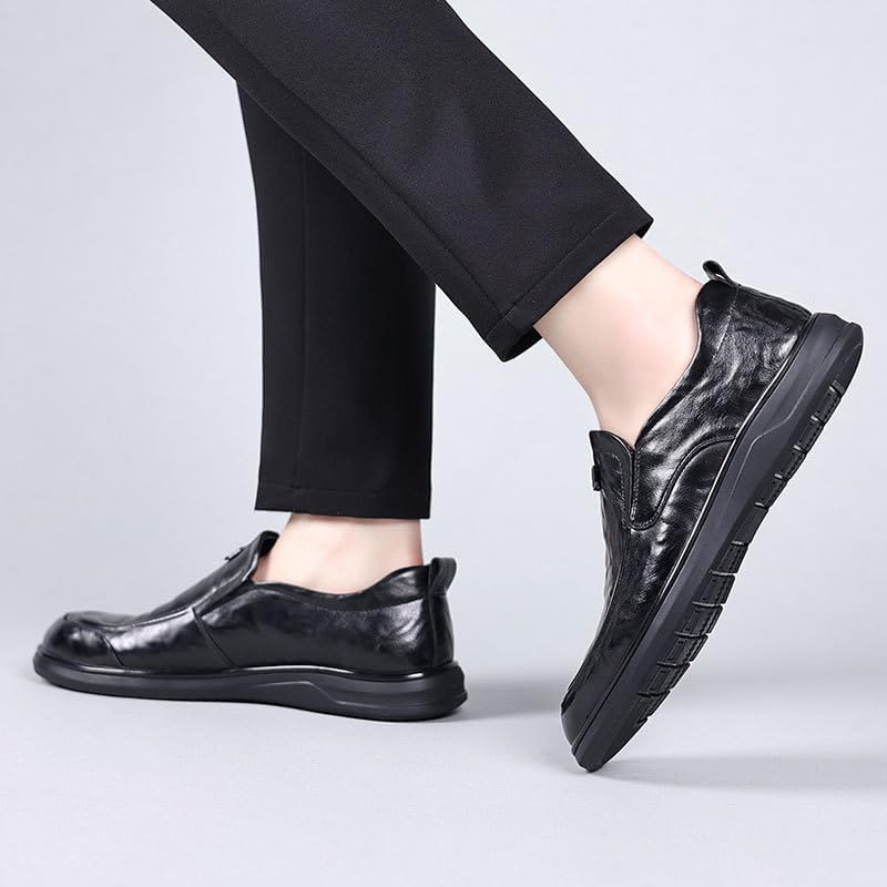 Men's Casual Slip On Shoes Soft Loafers for Men Lightweight Driving Boat Shoe Toe Uniform Dress and Work Shoes Resistant Water Resistant Black