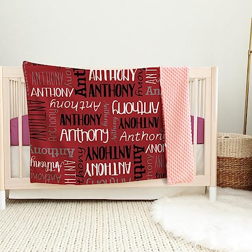 Image of Custom Baby Blanket - Personalized Names Design - Soft Plush Blanket with Double Layer Dotted Backing for Boys Girls Color16(47x60 inches)