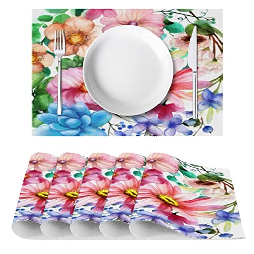 Set de table fleurs tropicales pour repas d'été en terrasse x6