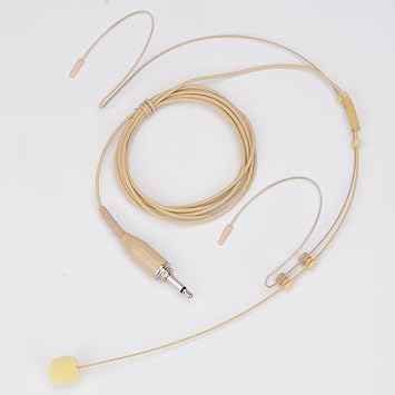 YXG Headworn Earset Over Ear Hanging Mic Beige Low Profile Light-Weight Microphone, with1.45m Cable 3.5mm Thread Screw Lock Head,for Wireless System & Body/Belt Pack Transmitter