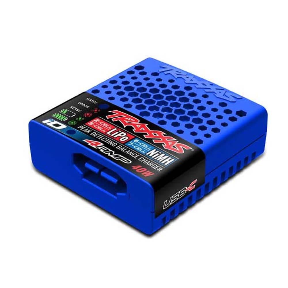 Traxxas Cargador de batería USB-C, Cargador de Equilibrio multiquímico de 40 W, Azul