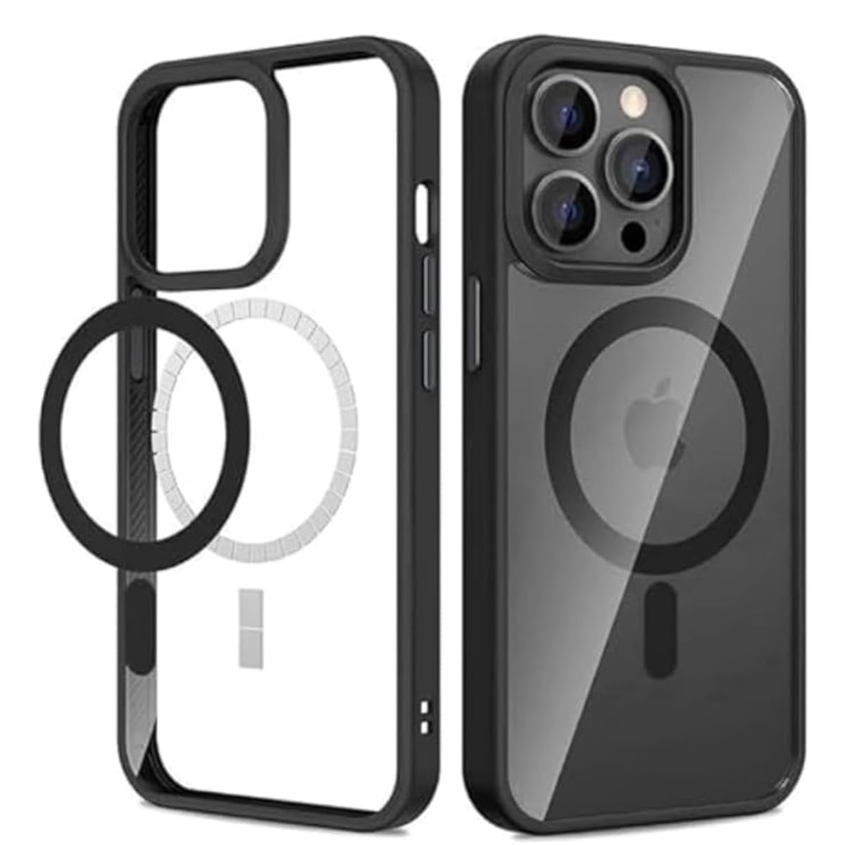 iPhone 13 Pro Case Crystal Clear Mag-Safe Case 6.6 inch Anti-Yellowing Military Drop Protection Shockproof Protective Phone Magnetic Case 6.6 inch For iPhone 13 Pro (Black, iPhone 13 pro)