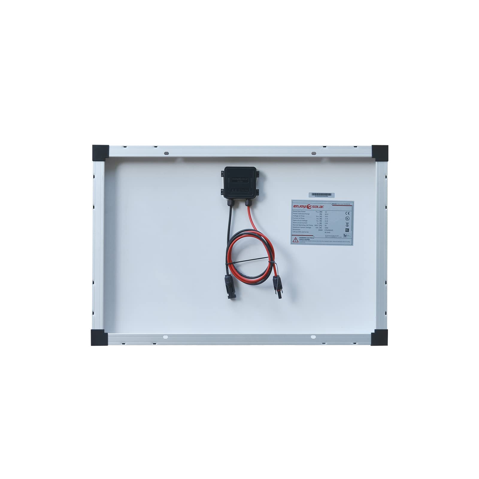enjoy solar Pannello Solare monocristallino fotovoltaico da 50W 36V ideale per camper, barche, yacht e piccole aree
