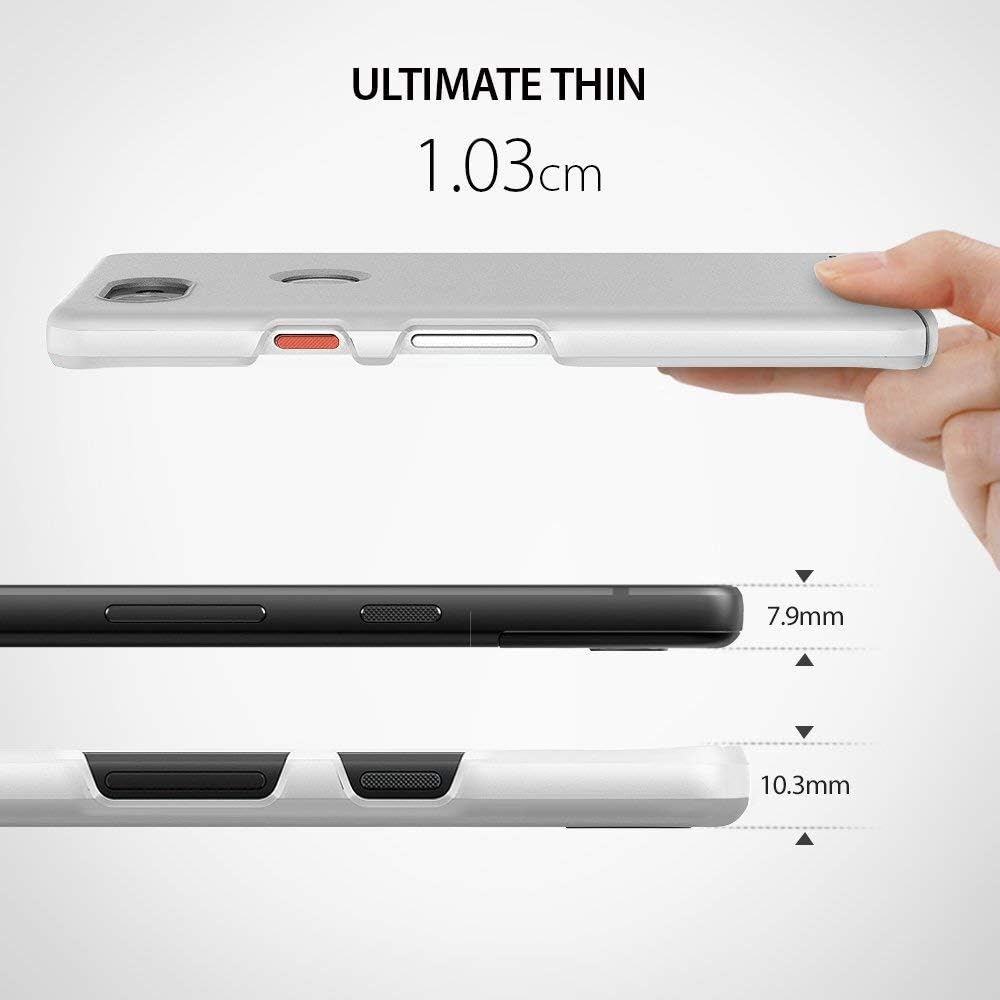 Ringke Slim Compatible with Google Pixel 2 XL Case Snug-Fit Slender (Tailored Cutouts) Lightweight, Thin Scratch Resistant Dual Coating PC Hard Skin Cover for Google Pixel2 XL - White