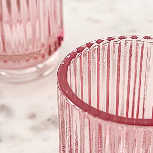 Blush Pink Vintage Ribbed Glass Tealight Votive Candle Holders by Kate Aspen (Set of 6), Pink Decor, Boho Decor, Shelf Decoration, Rose Gold Look | Perfect Hostess Gift - Cosy Home Interiors Blush Pink Vintage Ribbed Glass Tealight Votive Candle Holders by Kate Aspen (Set of 6), Pink Decor, Boho Decor, Shelf Decoration, Rose Gold Look | Perfect Hostess Gift - Image 4