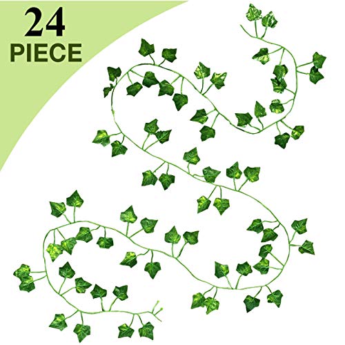 Tytroy Bundle 7'6" Metal Wedding Arch & 24 Strands (7’ Each & 168’ Total Length) Artificial Green Ivy Leaf Plants Vine Hanging Garlands #TOP4