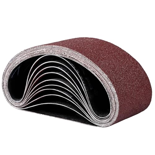 STEBRUAM 10 piezas Bandas de Lija 100 x 560 mm, 60/80/100/120/240 Mix grano Para Lijadora de Banda