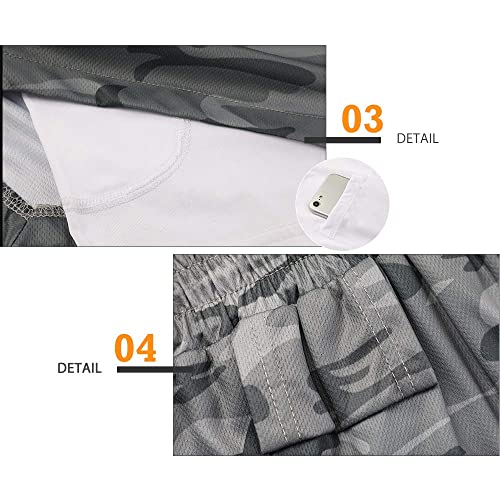 Solo Soplo Mens 2 In 1 Workout Shorts Quick Dry Athletic Shorts With Liner, Gym Running Shorts With Zip Pockets And Towel Loop Camouflage Grey #TOP5