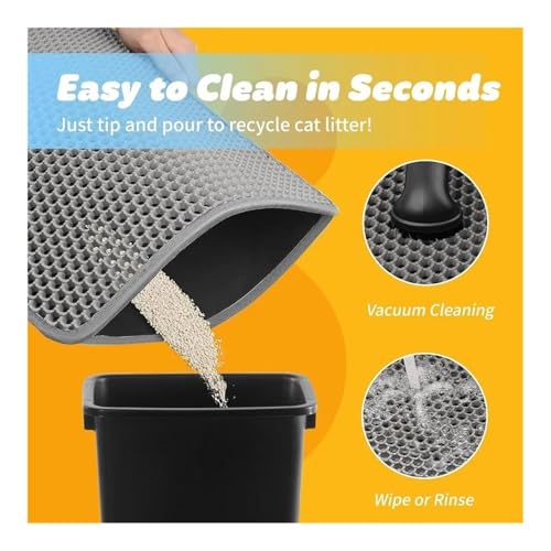 Tapis de litière pour chat gris double couche étanche 30x30 cm - 5