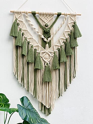 BMIDRUT Gewebter Makramee-Wandteppich aus Baumwolle, handgefertigt, gewebt, Traumfänger mit Quaste, Ornament, Schlafzimmer, Wohnzimmer, Wohnzimmer, 45 x 75 cm
