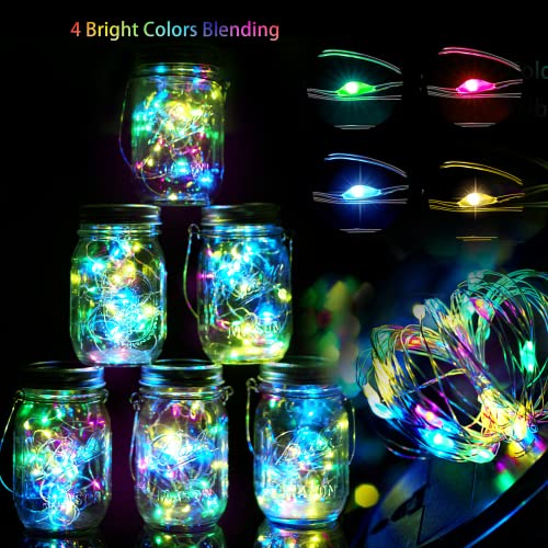 30 Led 12 Pack Mason Jar Solar Lights Outdoor Colorful Solar Mason Jar Lid String Fairy Lights Hanging Lights For Patio Yard Garden Wedding Decorations[No Jar+12 Hangers] #TOP4