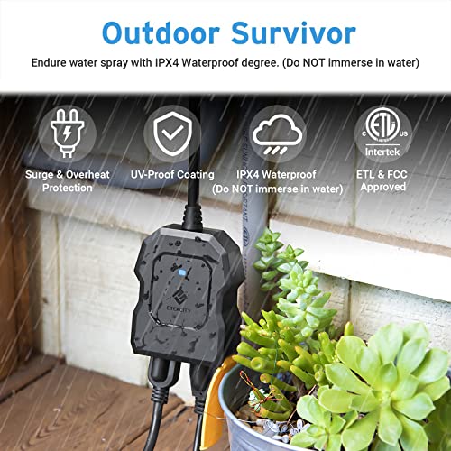 Smart Plug, Smart Home Outdoor Etekcity Wifi Outlet With 2 Sockets, Works With Alexa & Google Home, Wireless Remote Control, Energy Monitoring & Timer Function, Ipx4 Waterproof, Fcc And Etl Listed #TOP4