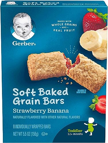 Gerber Snacks for Toddler Soft Baked Grain Bars Strawberry Banana, 5.5 Oz - Thumbnail 2