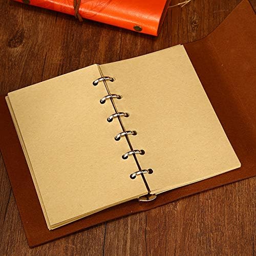 NectaRoy Vintage Retro PU Leather Cover Notebook Journal Diary, Leaf Pattern Spiral Blank String Daily Notepad, Kraft Paper - Image 3