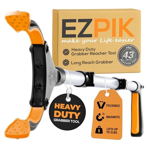 EZPIK® Folding Grabber Reacher 43 Inch + Magnets - Grabbers for Elderly Grab It Reaching Tool Heavy Duty - Trash Grabber Tool- Reacher Grabber Pickup Tool with Rotating Head and Extra Long Handle