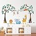 DECOWALL SG-2112 Foresta Animali Adesivi da Parete Albero Elefante Murali Decorazione per Camera Letto Asilo Nido Cameretta Soggiorno Bambini Murale Stickers