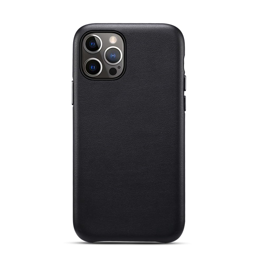 Étui en cuir de mouton luxe iPhone 14 Pro Max élégant noir