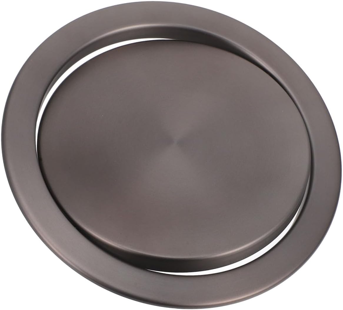 Balacoo Stainless Steel Trash Bin Swing Flap Lid Recessed Countertop Built-in Garbage Can Cover Flush Trash Can Lid for Kitchen and Bathroom, Gunmetal Gray