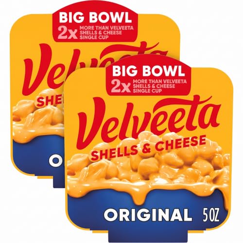 Velveeta Shells &amp; Cheese Original Shell Pasta with 2X the Creamy Shells Big Bowl Microwave Meal, 5 oz Tray (Pack of 2)