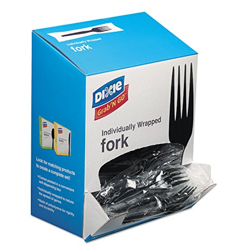 Dixie FM5W540PK GrabN Go Wrapped Cutlery Forks Black 90/Box