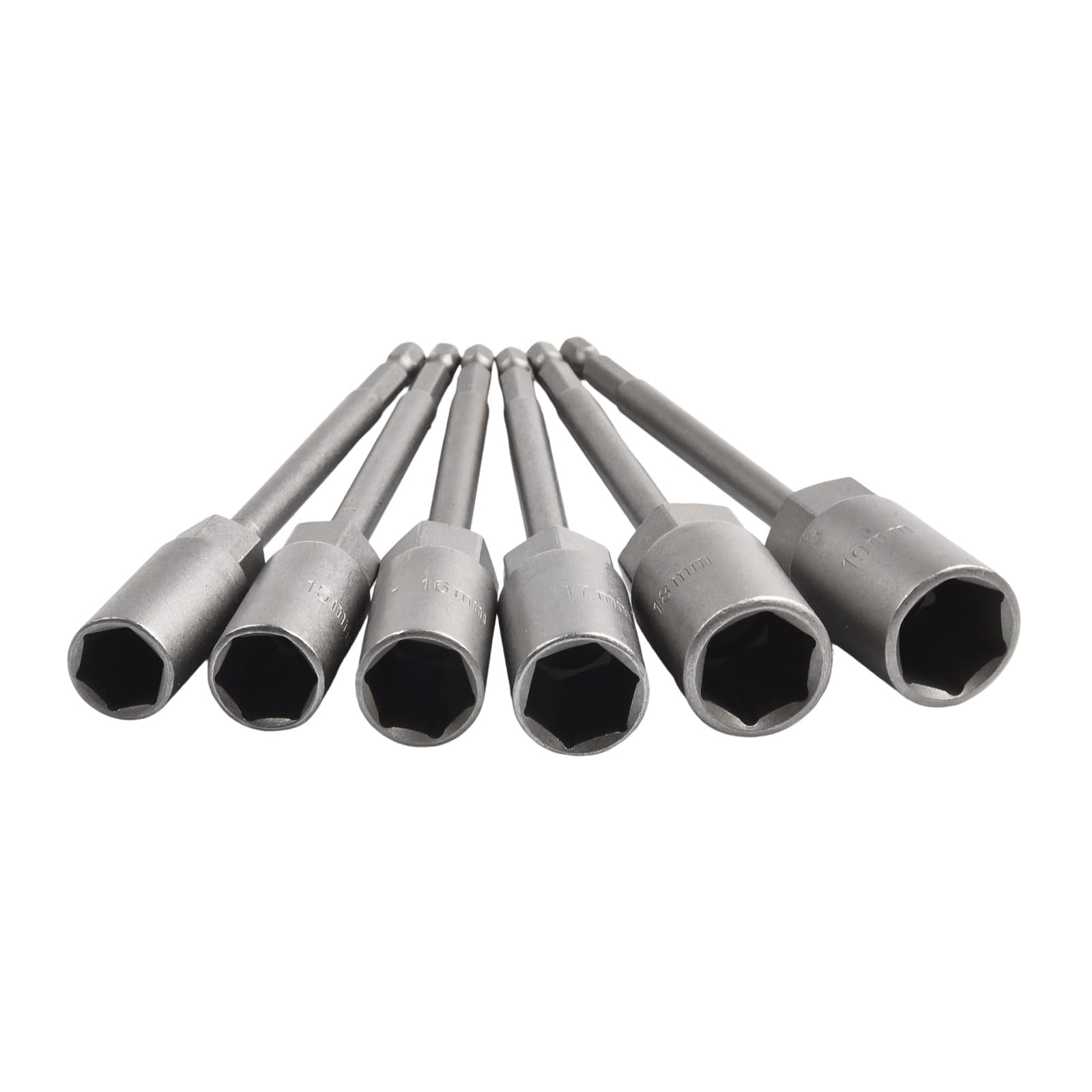 Zestaw kluczy nasadowych, długość 150 mm, 15 sztuk, metryczne tuleje sześciokątne, 5,5 do 19 mm, do elektronarzędzi i śrubokrętów ręcznych
