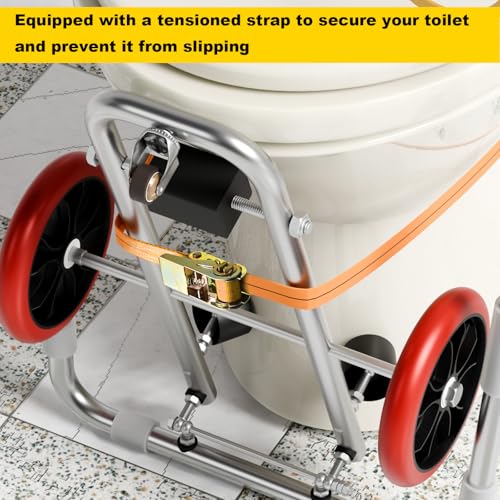 Image of Toilet Installation Jack, Stainless Steel Foldable Toilet Cart Jack with Positioning, Rubber Wheels Toilet Dolly Lift Tool for Plumbers