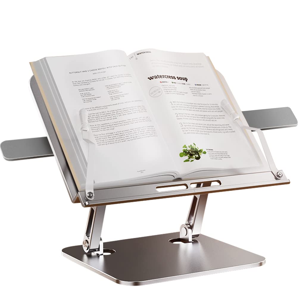 Foldable Adjustable Aluminum Book Stand Desk Tablet Holder Book Stand Riser Holder Laptop Riser Stand Textbook Display Stand for Home Office