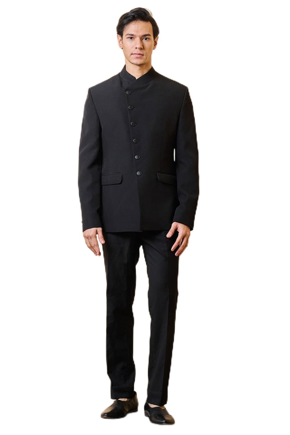 tasva Classic Black Crepe Bandhgala For Men-picture-15