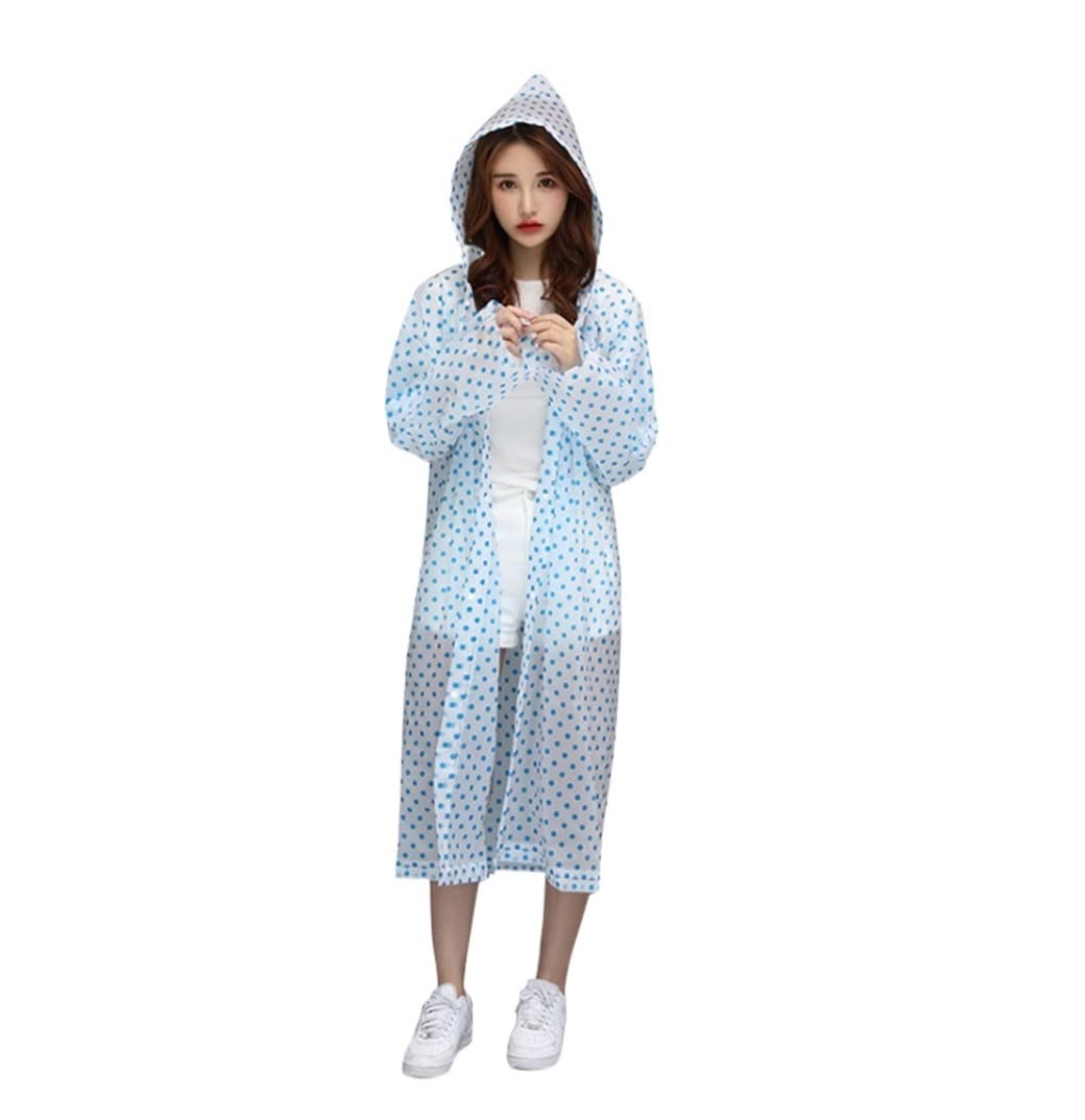 Antipioggia 5pcs Donne Impermeabili Trasparenti Poncho per Adulti All'aperto Carino Stampa Copertura Trasparente Impermeabile Impermeabile(Blue)