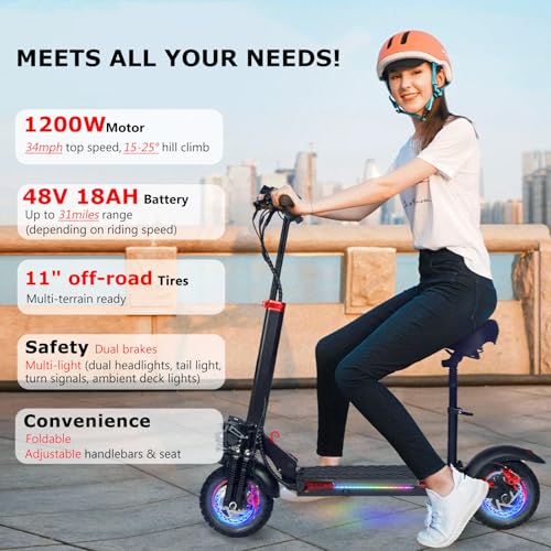 Electric Scooter for Adults – 1200W 11” Off-Road Scooter