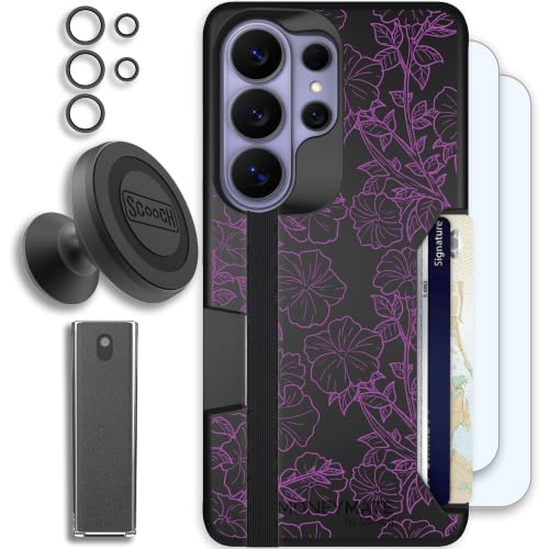 Scooch for Samsung Galaxy S26 Ultra Wallet Case, Moneymate, Purple Petunias