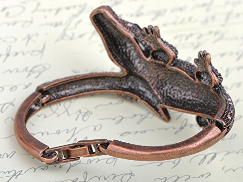 Alilang Copper Tone Amethyst Colored Rhinestones Alligator Crocodile Bangle Bracelet #TOP4