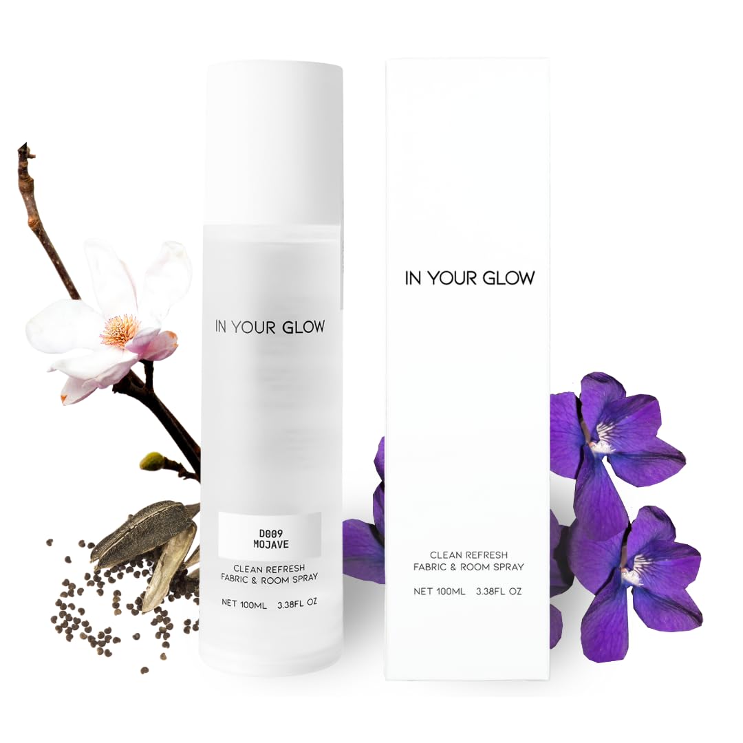 In Your Glow Fabric &amp; Room Mist Spray– Long-Lasting Clean Scent, Unisex Luxury Fragrance &amp; Odor Eliminator, 100ml- D009 MOJAVE