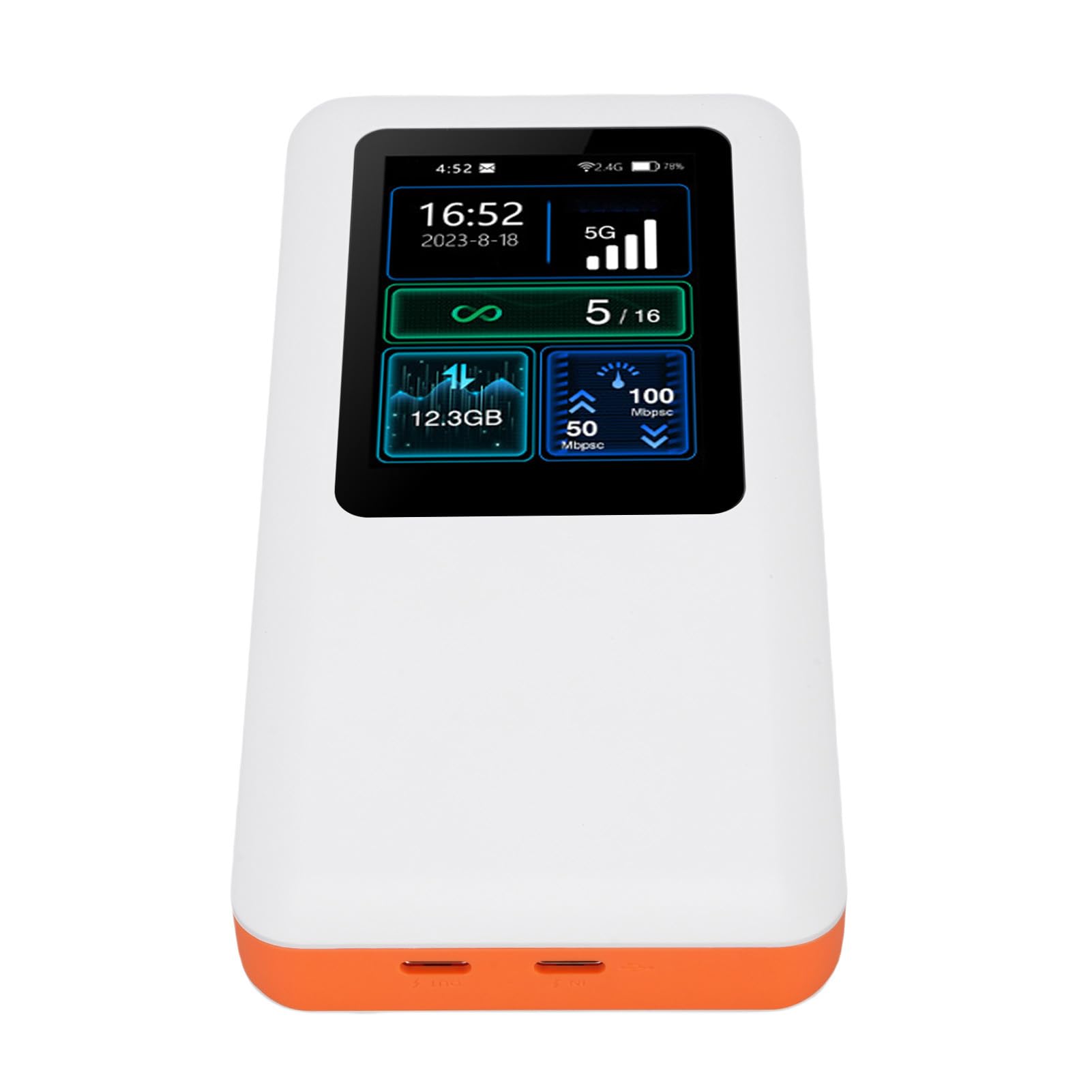 5G WiFi 6 Mobile Hotspot Routeur MTK 6877 Puce 3.5Gbps Vitesse 1.8 Pouces LCD Affichage Bandes Globales N78 N41 B1B3 (Prise UE)