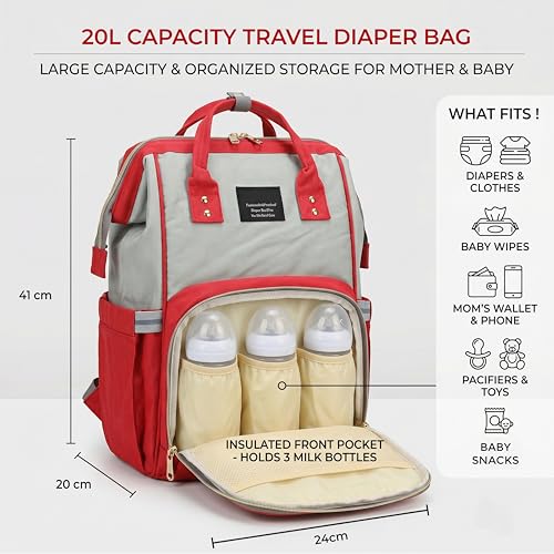 Image of Diaper Bag Backpack for Mothers | Waterproof Baby Travel & Maternity Bag | Insulated Bottle Pockets | Hidden Mobile Pocket | Large Capacity Multi-Compartment Baby Care Backpack