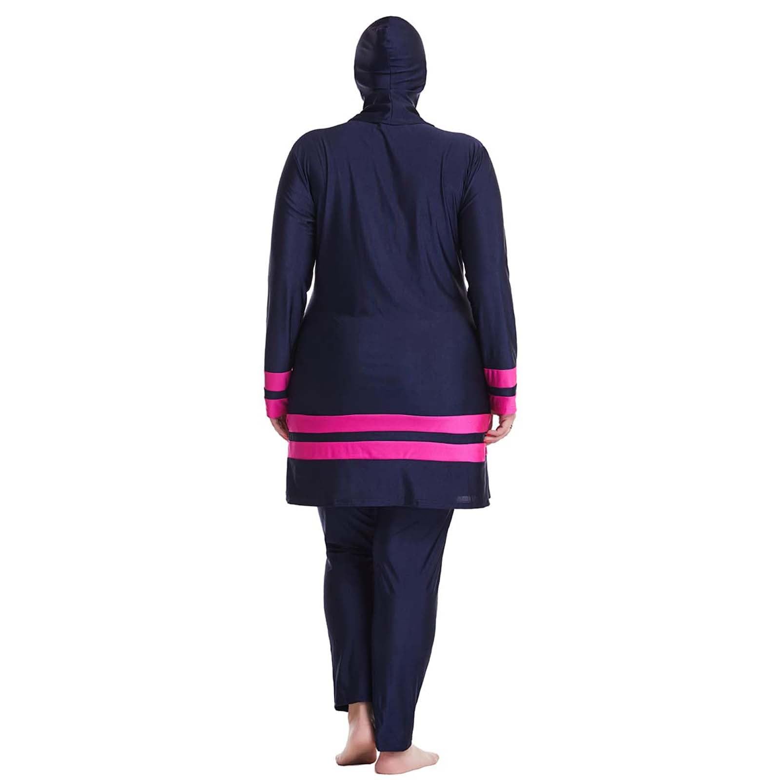 Generisch Burkini Maillot de bain musulman pour femme Modest Hijab 3 pièces à manches longues islamique tout le corps Opaque déperlant A7