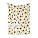 Personalized Custom Cute Sunflower Pattern Fleece and Sherpa Throw Blanket for Boys, Girls, Kids, Baby - Toddler Sun Flower Blankets Perfect for Bedtime, Bedding or as Gift