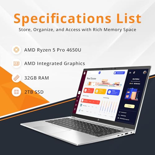 HP EliteBook 845 G7 14" FHD Laptop AMD Ryzen 5 Pro 4650U miniatura 2