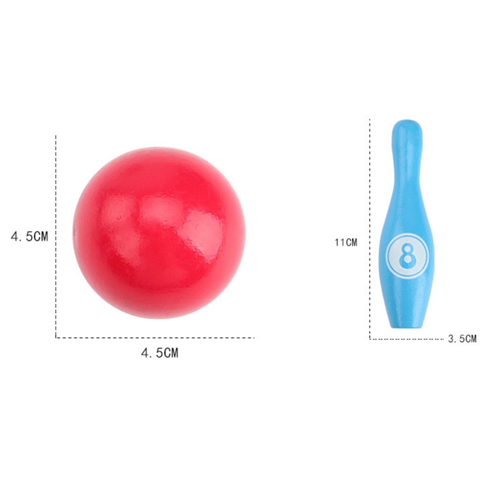 Gralara 12 Stück Bowling Set Kinder Spielzeug Holz Bowling Kegelspiel Pins Bälle Lernspiel Sportspiel für Indoor Outdoor Familienfeier Kita Hof