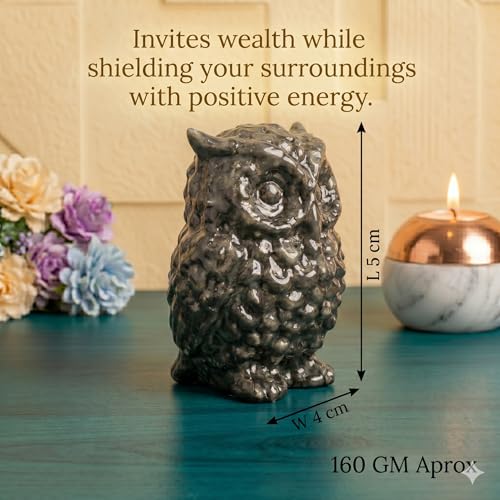Image of Pyrite Owl (Maa Laxmi Ji Vahan & Shani Dev Priya) for Dhan Wealth Protection | Vastu Feng Shui Money Attraction Owl | Home Office Decor Good Luck Gift