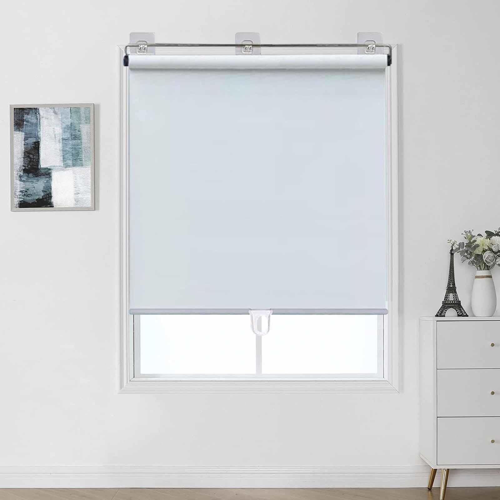 DECAKE Suction Cup Blackout Windows Shades, Retractable Sunscreen Roller Blinds, 40/50/60/70/90/110/120/150cm, No-Drill Curtains, Lightweight Insulated Blinds,White-140x200cm/55x79in