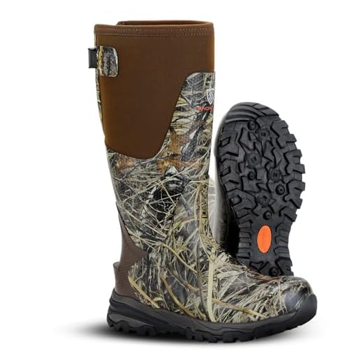 Showave Men's Arctic Pro Rubber Hunting Boots with Steel Shank Insulated Rain Boot Waterproof Neoprene Mud Boot Outdoor Snow Working Boots Cold Weather,Size 10,Camo