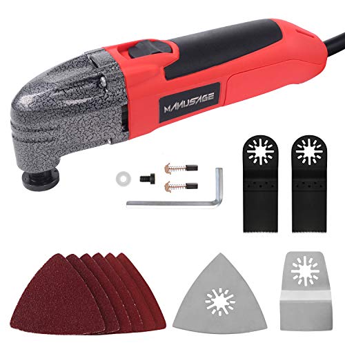 MANUSAGE 1.5 Amp Multi-Purpose Oscillating Tool with 3.2°Oscillation Angle,15pcs Multi-Tool Accessories Kit for Cutting,Sanding and Grinding