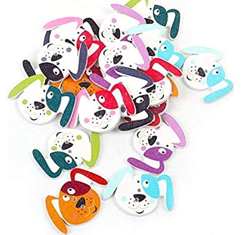 50 Bottoni Di Legno A Forma Di Cane Con 2 Fori, Assortiti - Perfetti Per Cucito Creativo, Scrapbooking E Fai Da Te