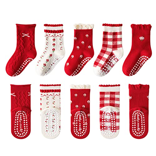 SUITBOY Kids Christmas Socks Toddler Nonslip Grip Christmas Socks Baby Holiday Winter Warm for Boys/Girls