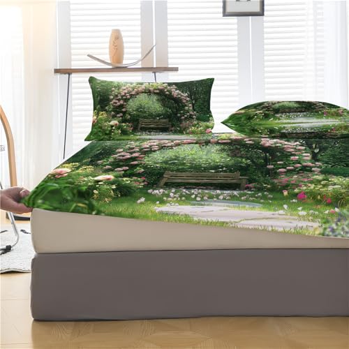 Drap de lit vert émeraude microfibre drap housse bonnet 30 cm - 5