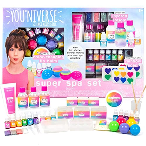 Just My Style Youniverse Super Spa Set At-Home STEM Kits For Kids Age 8 And Up, DIY Spa Day, DIY Soap & Lotion, Spa Birthday Parties, Sleepovers , Pink