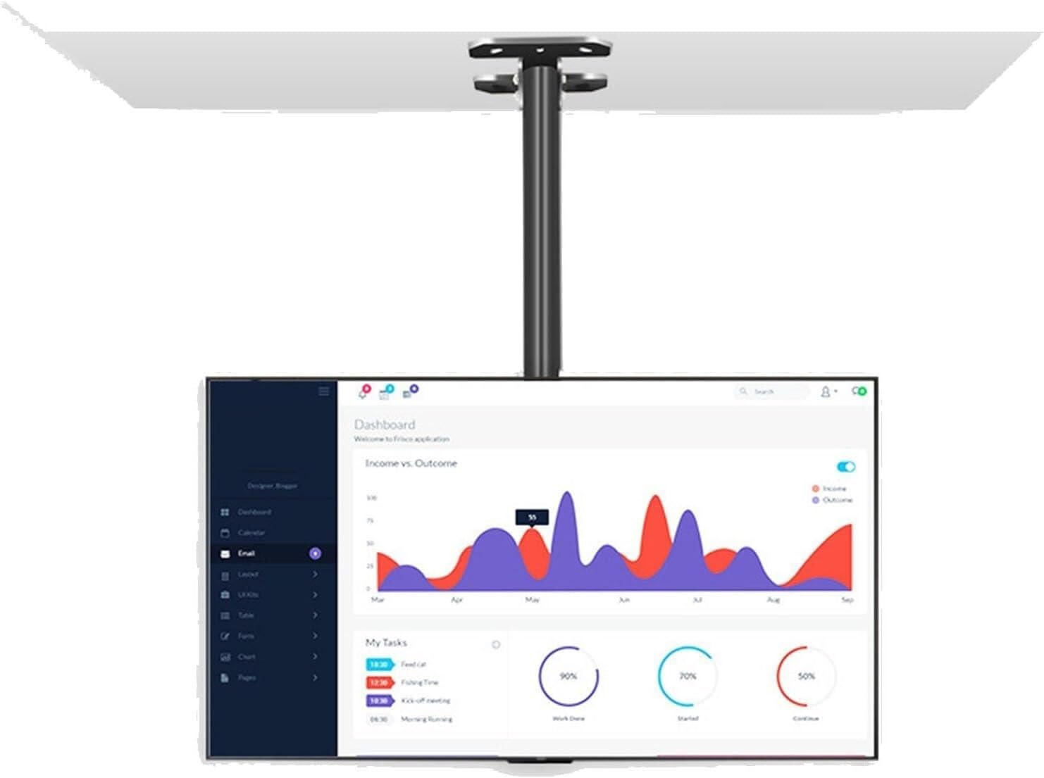 SGKOMN Monitor Arms Monitor Bracket - Adjustable Ceiling Mount TV Bracket, Tilt and Swivel TV Stand, TV Lifter, Fits 37-85 inch TVs