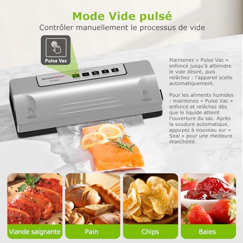 Machine sous vide contre le gaspillage Bonsenkitchen VS1800 à usage continu - 6
